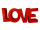 écriture "Love" polystyrène rouge 50 x 20cm