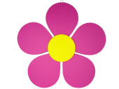fleuraison "polystyrène" rose vif/jaune