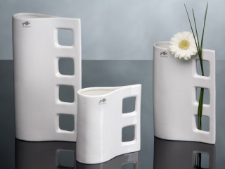 Vase Porzellan "OPTIC" weiss H 33 x 18 x 7cm