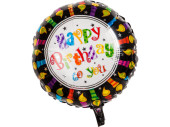 foil balloon "happy birthday black-white...