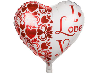 foil balloon "heart - I Love you" red-white