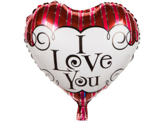 ballon de film "coeur - I Love You" blanc-pink/rouge