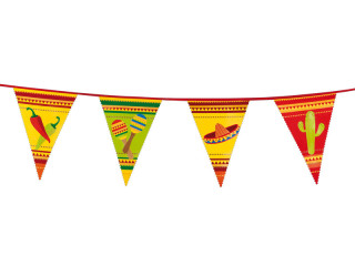 chaîne de fanions "Mexiko/Fiesta" coloré 6m
