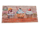 tableau bois "Cupcakes" 30 x 60cm