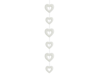 Herzkette "Paper Rope"Kontur weiss, 135cm lang, 18 /14cm