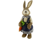 lapin avec robe en jean et carotte, h 53cm