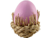 oeuf en nid de raphia grand rose Ø 20cm x h 22cm