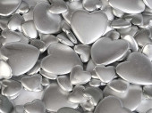 Streuherzen silber matt 150g/Box ca.300Stk.1.2+2.2cm