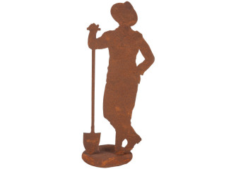 Gärtner "Paul" rosteffekt auf Platte, Metall 15x H30cm mit Schaufel
