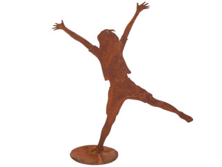 Figur "Annika" rosteffekt auf Platte, Metall 30x H33cm springend