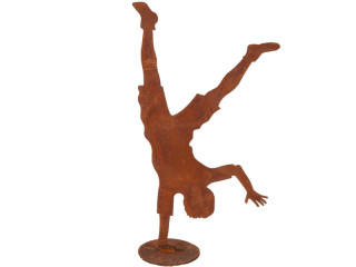 Figur "Benni" rosteffekt auf Platte, Metall 18x H32cm Handstand