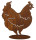 Huhn auf Platte rosteffekt 28 x H 30cm  Metall Standplatte Ø 18cm