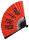 Fächer Silk rot mit Druck 32cm Schriftzeichen schwarz Bambus/Papier-Seidenüberzug
