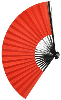 Fächer Silk rot uni 32cm hochwertig Bambus mit Papier-Seidenüberzug