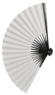 Fächer Silk weiss uni 32cm hochwertig Bambus mit Papier-Seidenüberzug