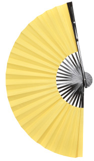 Fächer Silk gelb uni 60cm hochwertig Bambus mit Papier-Seidenüberzug