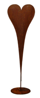 Herz lang a. Platte rosteff. H 90 x 29cm Metall