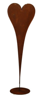 Herz lang a. Platte rosteff. H 110 x 34cm Metall