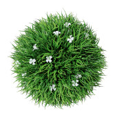 Graskugel mit Blüten Ø 20cm grün-weiss