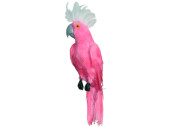 Kakadu rosa sitzend 50cm mit Federn