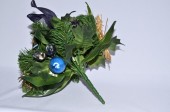bouquet de Noël décoré 23cm vert/bleu