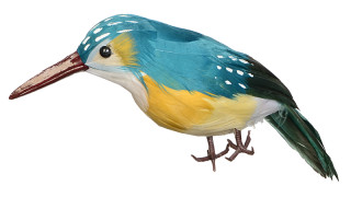 Eisvogel stehend türkis-bunt 18 cm, Kunststoff/Federn