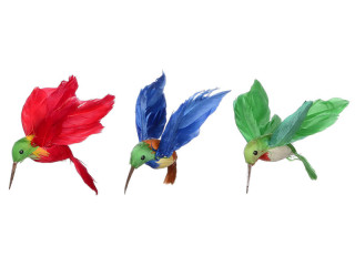 Vogel Kolibri fliegend 12 St 8 x 12 cm, je 4 St. grün, rot und blau