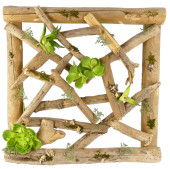 Rahmen Holz mit Pflanzen natur-grün, 40 x 40 x 5cm