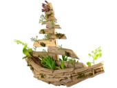 Boot Holz mit Pflanzen natur-grün, 39 x 14 x H 32cm