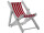chaise longue bois/tissu, grand rouge/blanc, 23x11cm, réglable 2 positions