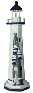 Leuchtturm Holz Maritim blau-weiss, Ø 14 x H 47cm