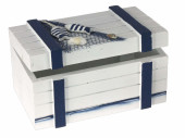 Kiste Holz Maritim blau-weiss, 20 x 12,5 x 11cm