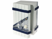 Kiste Holz Maritim blau-weiss, 20 x 12,5 x 11cm