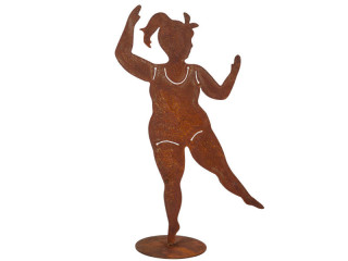 Badenixe "Betty" tanzend rosteffekt auf Platte Metall 30 x H 52cm