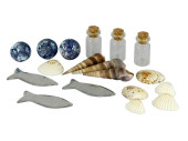 Maritime Streudeko 18-tlg. 3 - 7cm, Muscheln, Kugeln,...