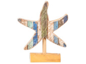 starfish wood standing small 16 x 4.5 x h20cm, natural-blue