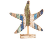 starfish wood standing large 25 x 5.5 x h30cm, natural-blue