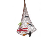 Fischreuse mit Meerestieren braun-bunt, Ø 45 x 90cm