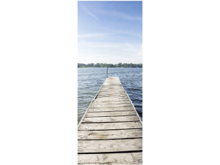 Textilbanner Bootssteg blau-weiss 75x180cm Schlauchnaht oben+unten