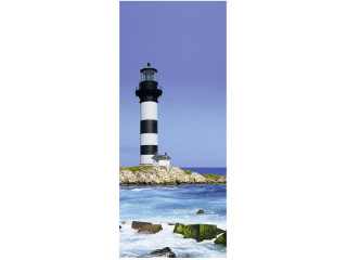 Textilbanner Leuchtturm blau/weiss 75x180cm Schlauchnaht oben+unten