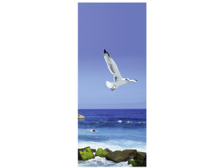 Textilbanner Möwe fliegend blau/weiss 75x180cm Schlauchnaht oben+unten