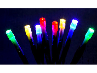 Batterie-Lichterkette 20 LED multicolor, opt. Blinkmodus Kabel transp., 1,9m, Timer