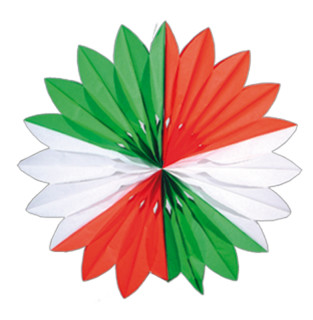 Faltrosette grün/weiss/rot Ø 35cm, Papier