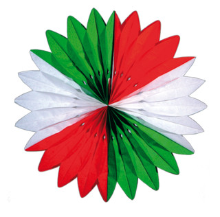 Faltrosette grün/weiss/rot Ø 60cm, Papier