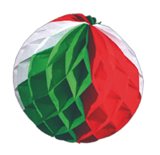 Wabenball grün/weiss/rot Ø 30cm, Papier