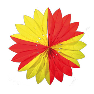 Faltrosette rot/gelb Ø 35cm, Papier