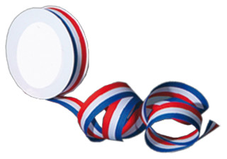 Geschenkband blau/weiss/rot 25mm breit x 25m/Rolle