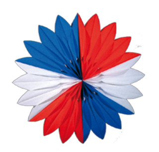 Faltrosette rot/weiss/blau Ø 35cm, Papier