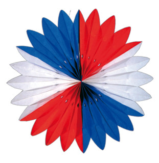 Faltrosette rot/weiss/blau Ø 60cm, Papier