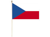 Flagge Stoff Tschechien 30 x 45cm, an Holzstab 60cm